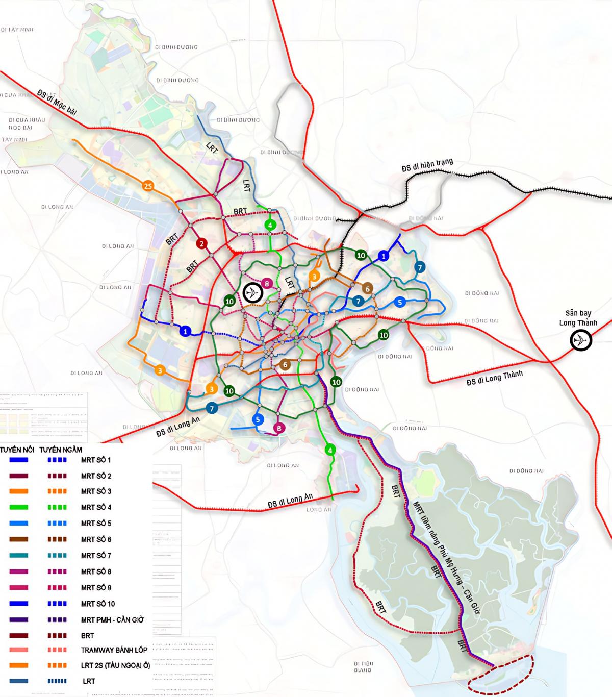 Thành phố Phía Tây TP.HCM trong tương Lai Sẽ Có 7 tuyến Metro đi qua